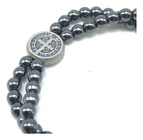Pulseira São Bento Hematita Proteção E Benção