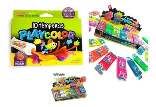 Plastilinas Playcolor X24 Barritas Colores + Fluo + Temperas