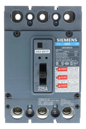 Siemens Qr23b225 Breaker 225a, 3polos, Tipo Qr