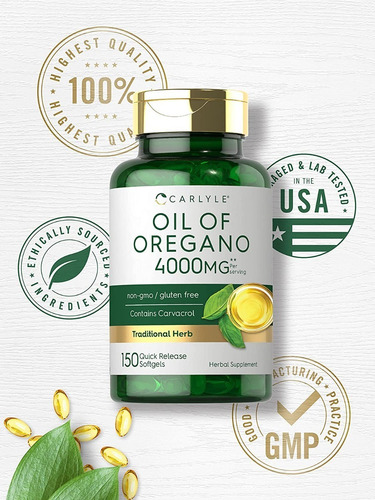 Aceite De Orégano 4000mg Potencia Máxima 150 Cápsulas Sabor Sin sabor