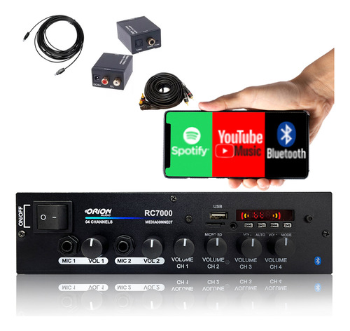 Receiver Som Rc 7000 120 Rms 4ch Entrada Óptica Smart Tv