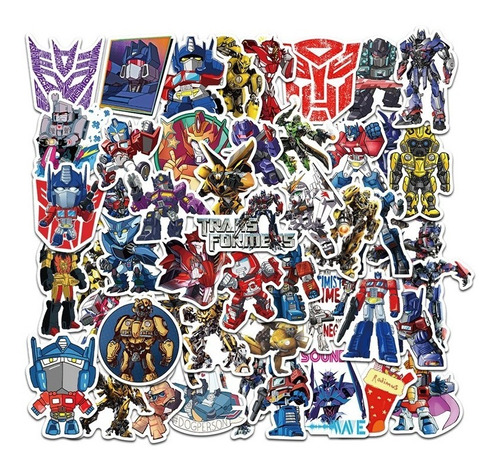 50 Stickers De Transformers - Etiquetas Autoadhesivas