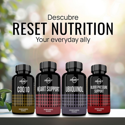 Reset Nutrition Heart Support 180 Cápsulas Suplemento Alimenticio para Salud Cardiovascular, Reducción del Colesterol y Apoyo al Corazón