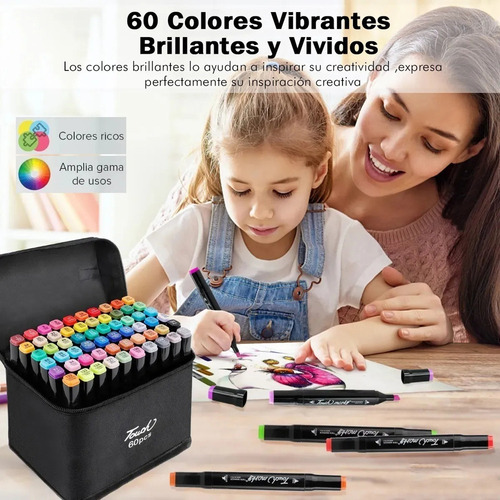 Marcadores Xin De Doble Punta Con 60 Colores