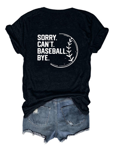 Camiseta Estampada Deportiva De Béisbol H Para Mujer Con Cue