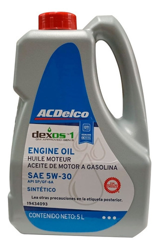 Aceite Sintetico Para Motor 5w30 Dexos2 5l Acdelco