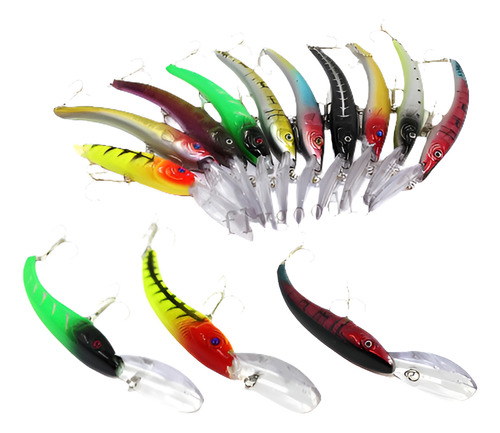 Mucho 10pcs Plástico Minnow Pesca Señuelos Bajos Crankbait T