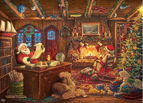 Ceaco - Thomas Kinkade - Vacaciones - Papá Noel Revisando Su