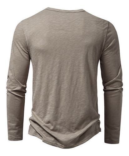 Playera De Manga Larga Para Hombre Con Cuello Henley De Algo