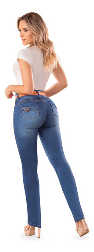 Jean Pantalon Clasico Para Mujer Azul Medio Claro Jean 8387