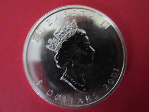 Moneda Canada 5 Dolares Reina Isabel Plata Año 2001 Unc