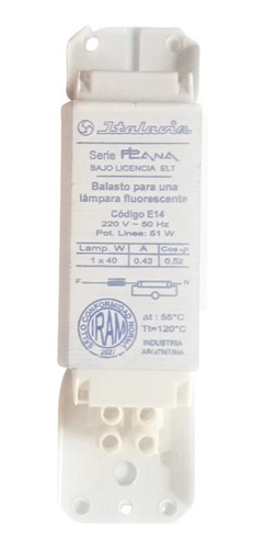 Balasto Para Lámpara Fluorescente Italavia Serie Plana E14