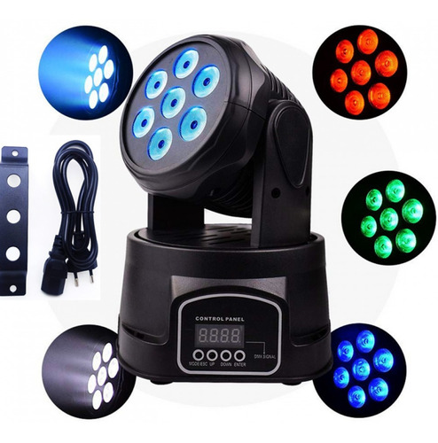 Canhão Luz Mini Moving Head 7 Led X 10w Rgbw Festa Quadriled