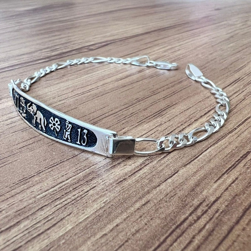 Imagen 5 de 9 de Esclava Pulsera De Plata .925 Simbolos Suerte Hombre Agálea