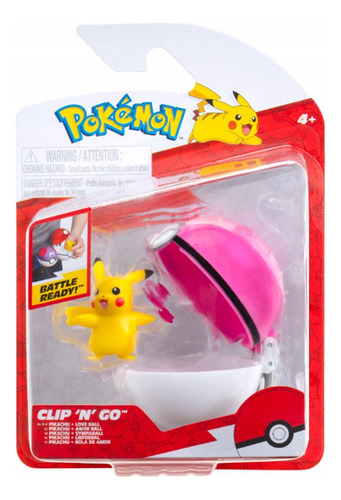 Pokemon Pikachu Love Con Pokebola Clip 'n' Go Jazwares