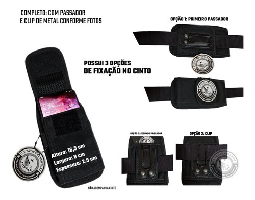 Imagem 1 de 8 de Porta Celular Smartphone Tático Policial Para Cinto Completo