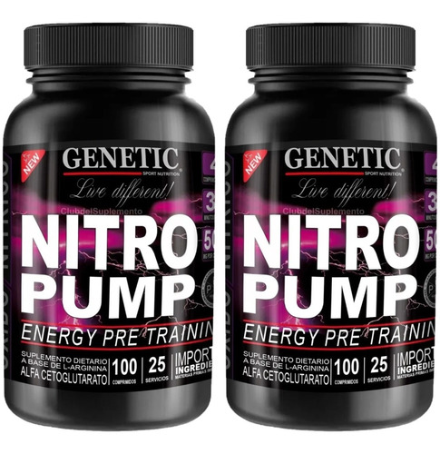 2 Oxido Nitrico L-arginina Nitro Pump X100 Genetic Sport