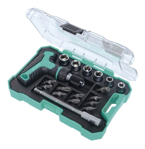 Imagen 6 de 8 de Kit Set Destornillador Tubo Tipo T Proskit Sd-2320m Ratchet Con Estuche
