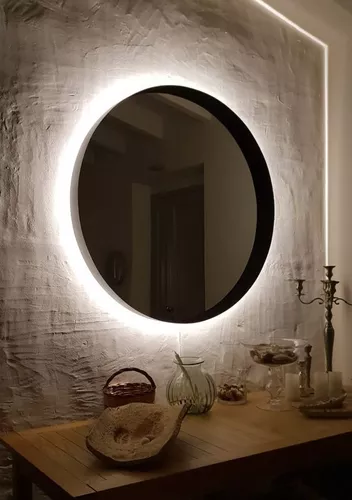 Espejo Led 50cm Para Baño Marco De Hierro Redondo Accesorios