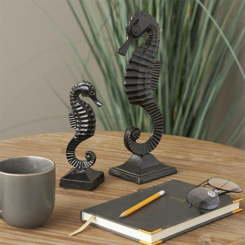 Figura Caballito De Mar Decorativo Negro 29cm Y 19cm