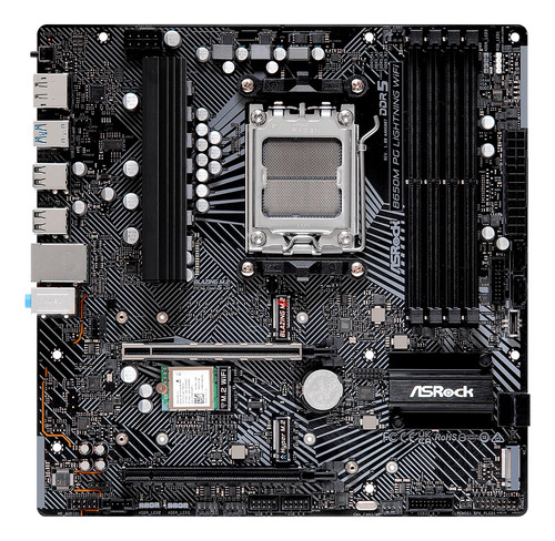 Placa Madre Asrock B650m Pg Lightning Wifi Ddr5 Am5 Color Negro