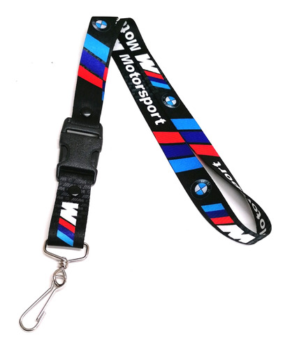 Cinta Lanyards Para Llaves Bmw Negro/rayas Azul,rojo