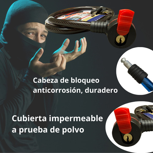Candado Antirrobo Acero Reforzado Para Bicicleta Con Llaves
