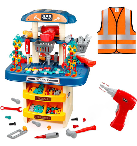Juego De Banco De Herramientas Para Niños Con Taladro Eléctr