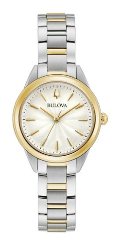 Reloj Bulova Sutton Pm Quartz Bl98l277 Correa Acero/Dorado Bisel Dorado Fondo Dorado