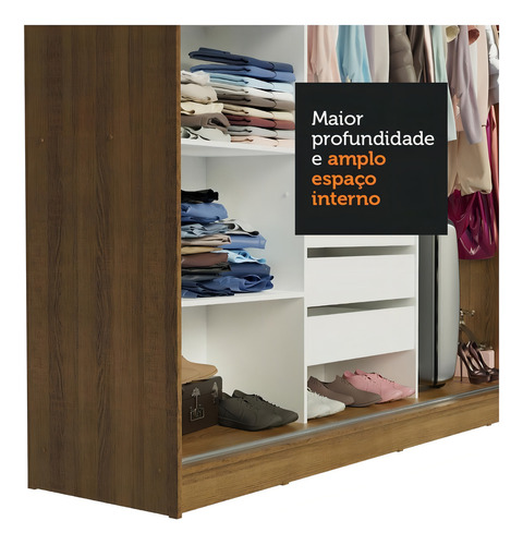 Guarda-roupa Casal Madesa Austin 4 Portas Correr Espelho Rb Cor Rustic/Branco