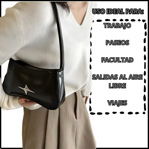Cartera Mini Bag Mujer Eco Cuero Fiestas Grande Viaje Negro