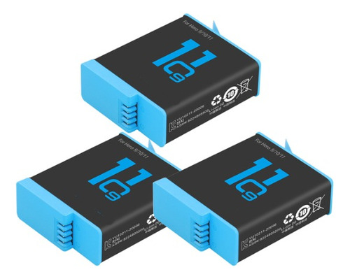 Kit 3x Bat Para Gopro Hero Black 12 + Carregador Usb Novo