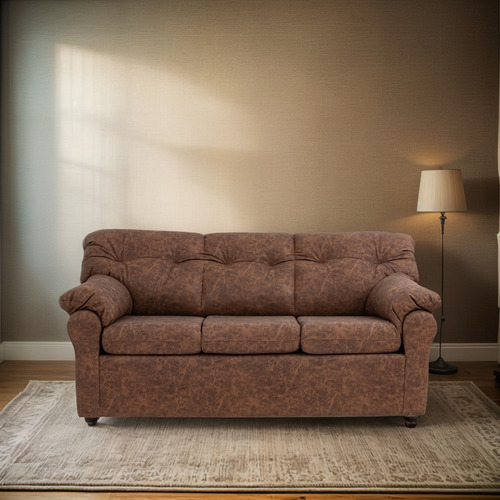 Sofá América 3 Cuerpos Cuero Auris Café / Muebles América