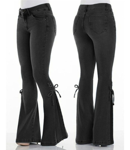 Pantalones Acampanados Mujer Mezclilla Stretch Moda Diseño