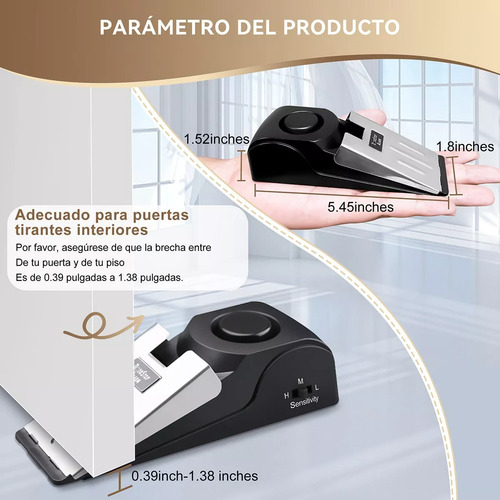 Tope De Puerta Portátil Cuña Puertas Con Sirena Alarma