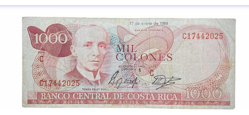 Billete 1000 Colones Costa Rica 1989 Pick 256 E Soley Guell