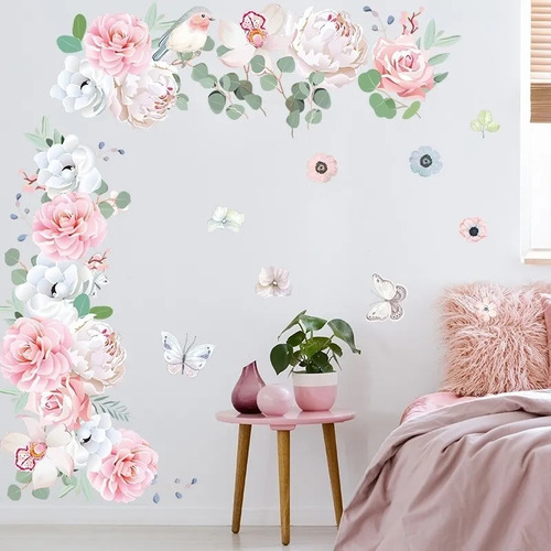 Vinil Decorativo Flores Adherible Interiores Hogar Pared 