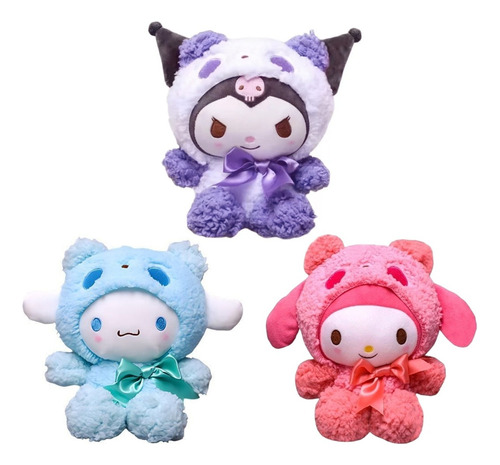 Set 3 Peluche My Melody Kuromi Cinnamonroll 22cm Hello Kitty