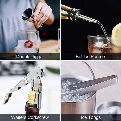 Imagen 7 de 8 de Juego De Coctelera Inoxidable Profesional Para Bar 8 Piezas