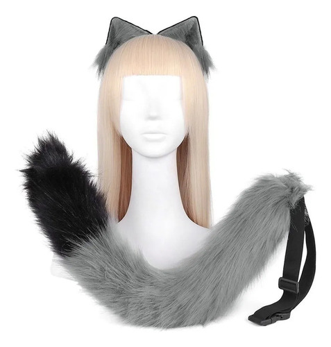 Diadema De Tela Con Forma De Cola De Zorro Y Orejas De Gato