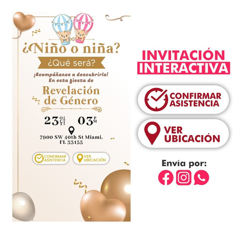 Invitación Digital Revelación De Genero Osos Tonos Cafe