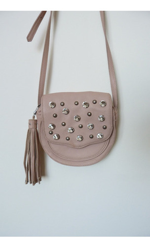 Cartera Jst De Cuero Rosa Con Tachas 