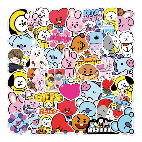 Bts Pegatinas Dibujos Animados Niños Pegatinas 82pcs