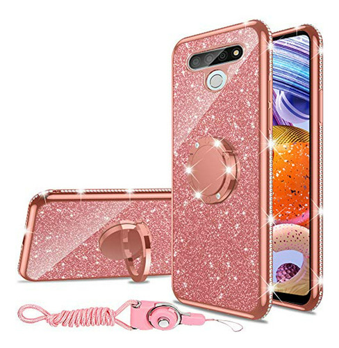 Funda Lujosa Para LG Stylo 6 / LG K71, Rosa Dorado