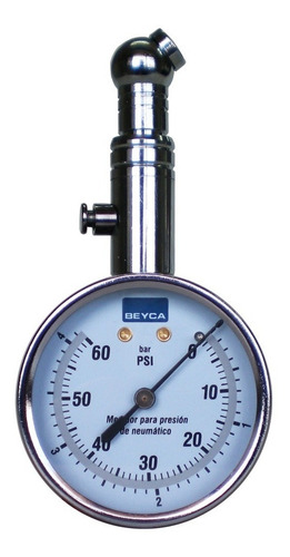 Imagen 2 de 3 de Medidor De Aire Presión Neumaticos Cromado 60psi Orlan Rober