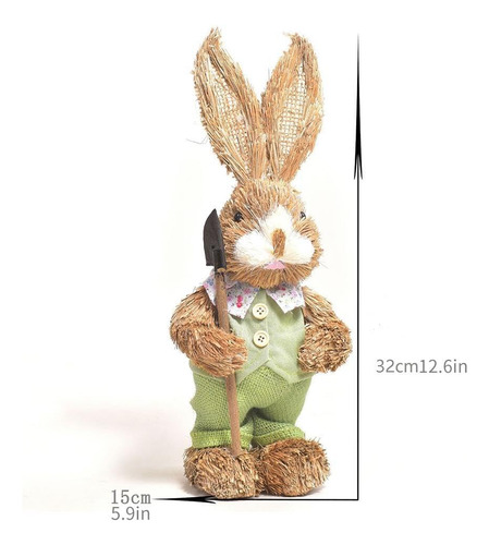 Decoración Artesanal Con Forma De Conejo De Paja Para Pascua