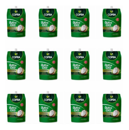 Copra Óleo De Coco Extra Virgem Sachê 500ml (kit C/12)
