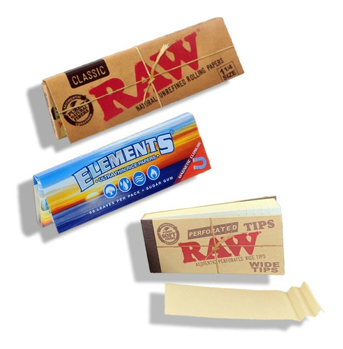 Imagen 1 de 1 de Combo!!! 2 Rolling Paper Raw Element + 1 Librito Filtros Raw
