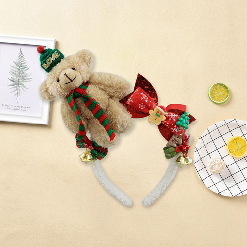 De Diadema De Oso Navideño Banda Para El Cabello De Caqui
