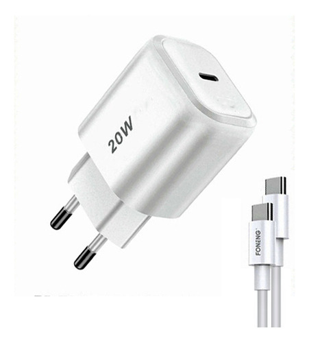 Cargador Foneng Con Cable Usb C Pw 20w Dimm Color Blanco